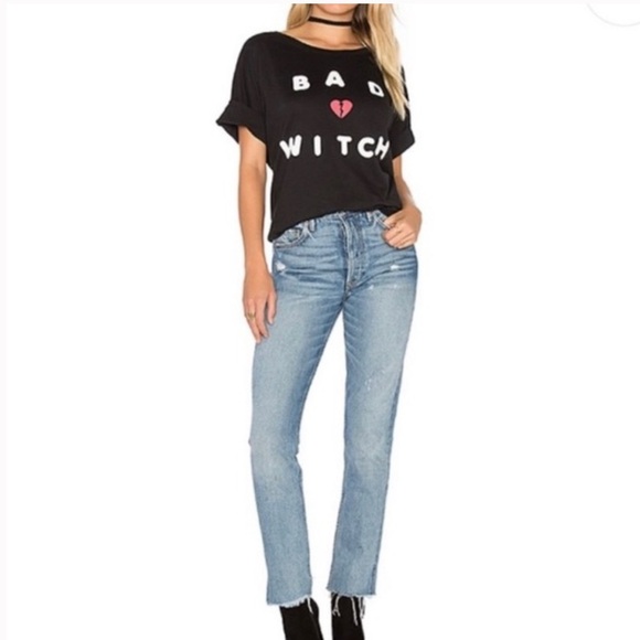 Wildfox Black Bad Witch Halloween Graphic Relaxed Retro T Shirt - Picture 2 of 10